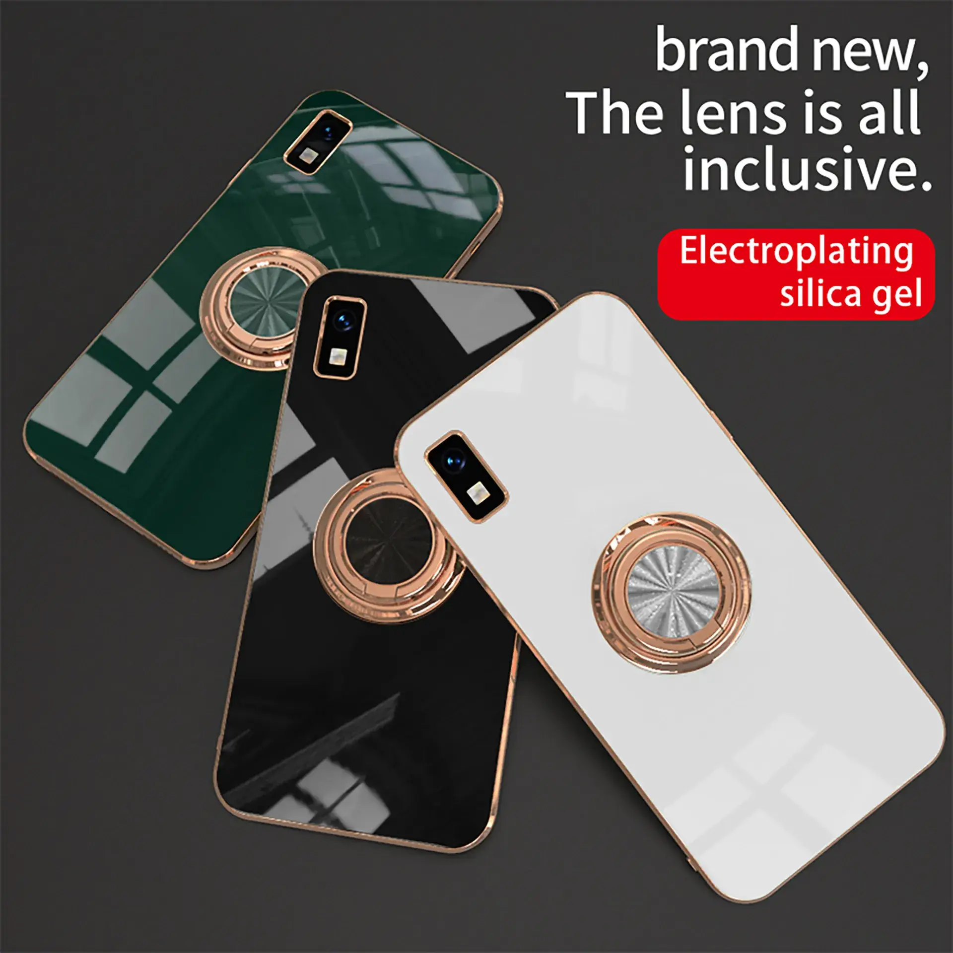 Aquos Phone Case Gold Ring Holder Solid Color - Image 8