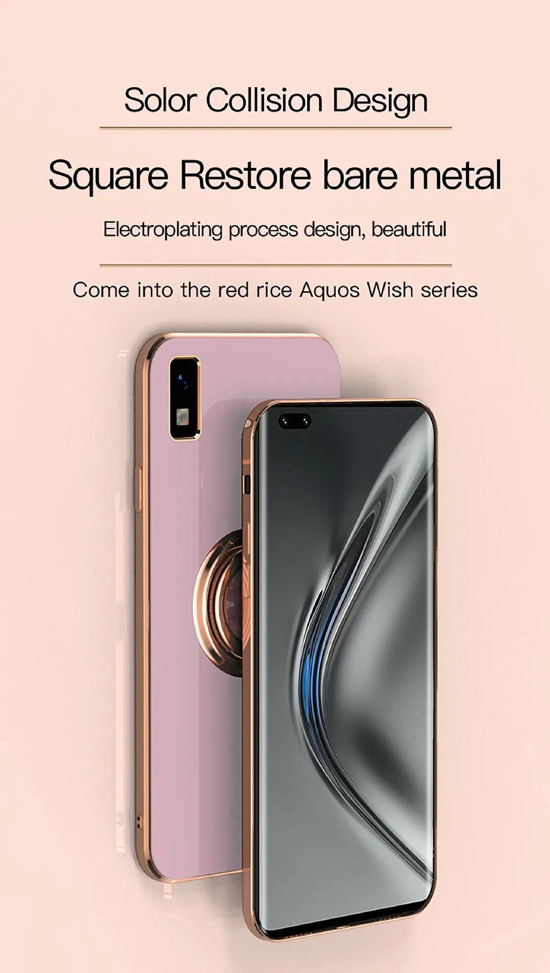 Aquos Phone Case Gold Ring Holder Solid Color — feature 7