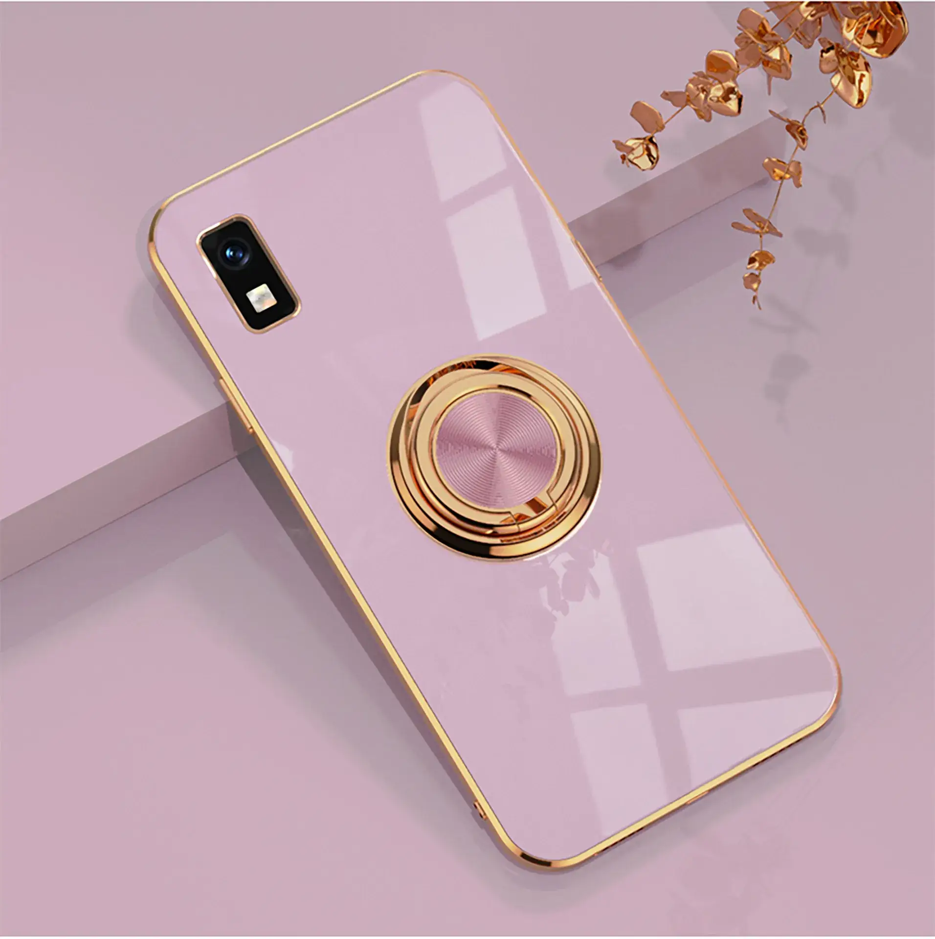 Aquos Phone Case Gold Ring Holder Solid Color - Image 6