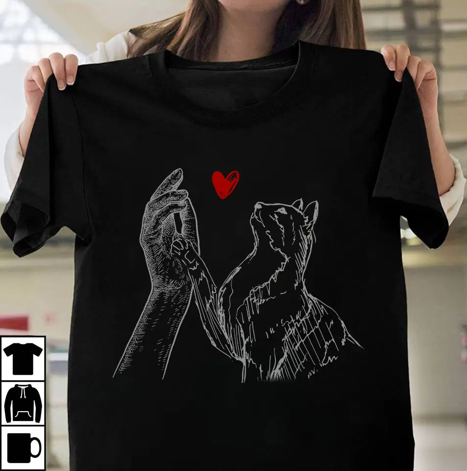 Cat Printed T-Shirt Black Women Men Short Sleeve