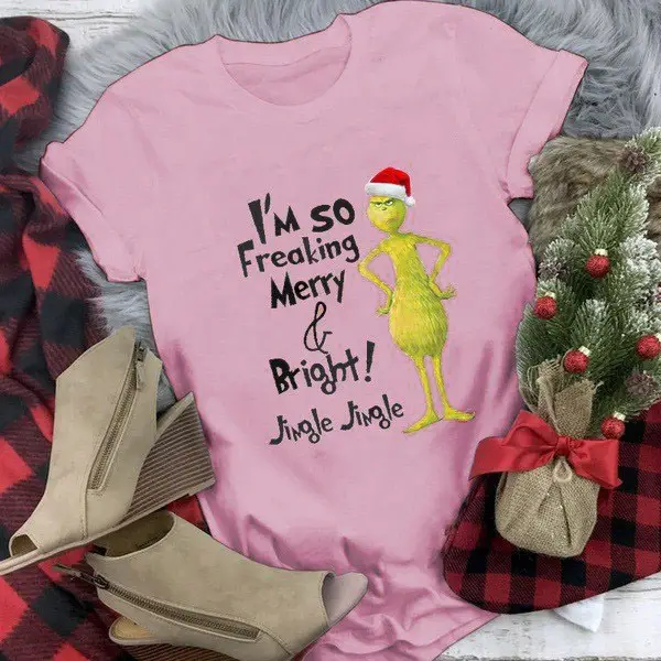 Christmas Grinch Printed T-Shirt Green Short Sleeve