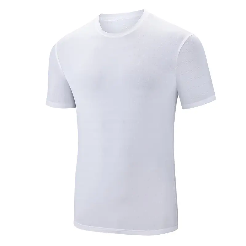 Men Ice Silk T-Shirt Elastic Quick-Drying Blue - Image 11