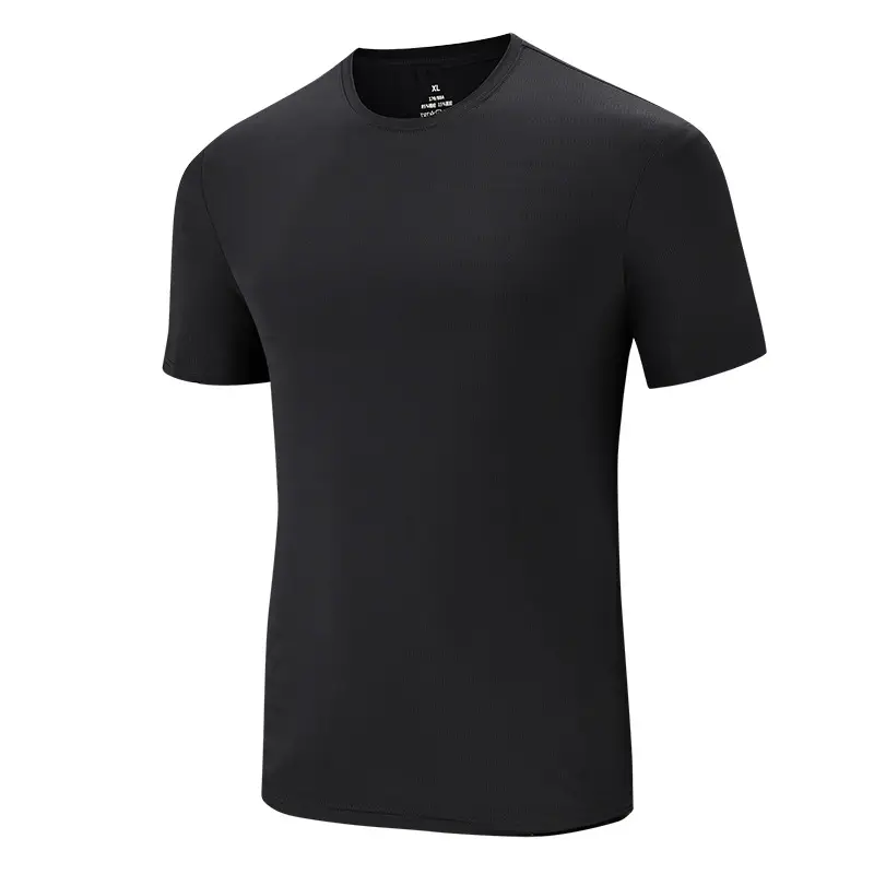 Men Ice Silk T-Shirt Elastic Quick-Drying Blue - Image 2