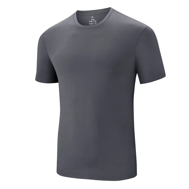 Men Ice Silk T-Shirt Elastic Quick-Drying Blue - Image 3
