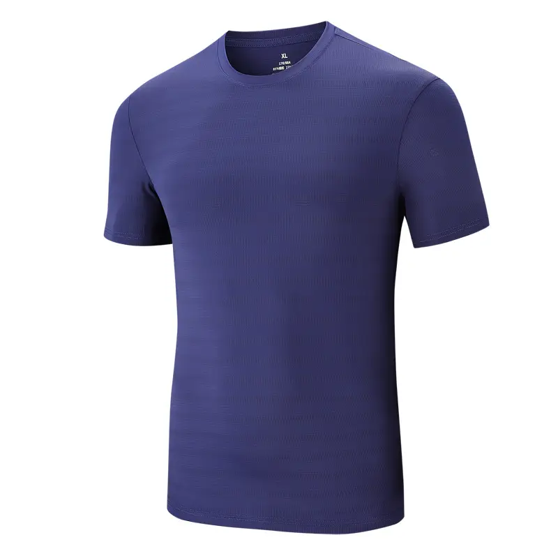 Men Ice Silk T-Shirt Elastic Quick-Drying Blue - Image 5