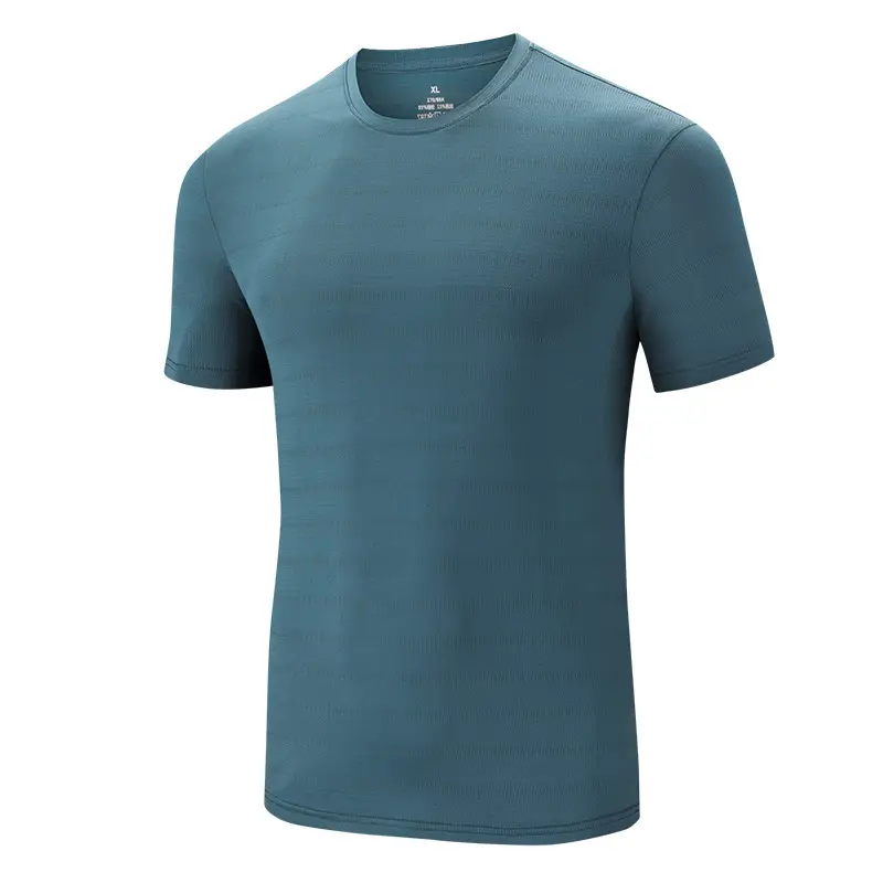 Men Ice Silk T-Shirt Elastic Quick-Drying Blue - Image 6
