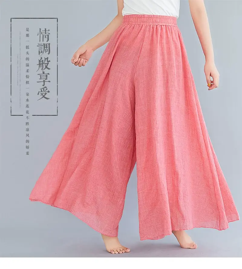 2026 Summer Linen Flared Skirt Large Size Green — feature 1