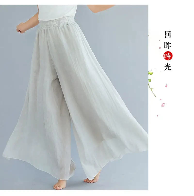 2026 Summer Linen Flared Skirt Large Size Green — feature 13