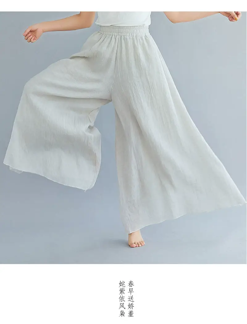2026 Summer Linen Flared Skirt Large Size Green — feature 14