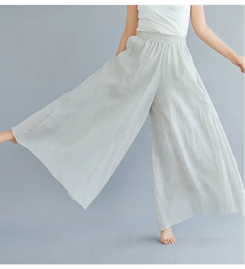 2026 Summer Linen Flared Skirt Large Size Green — feature 15