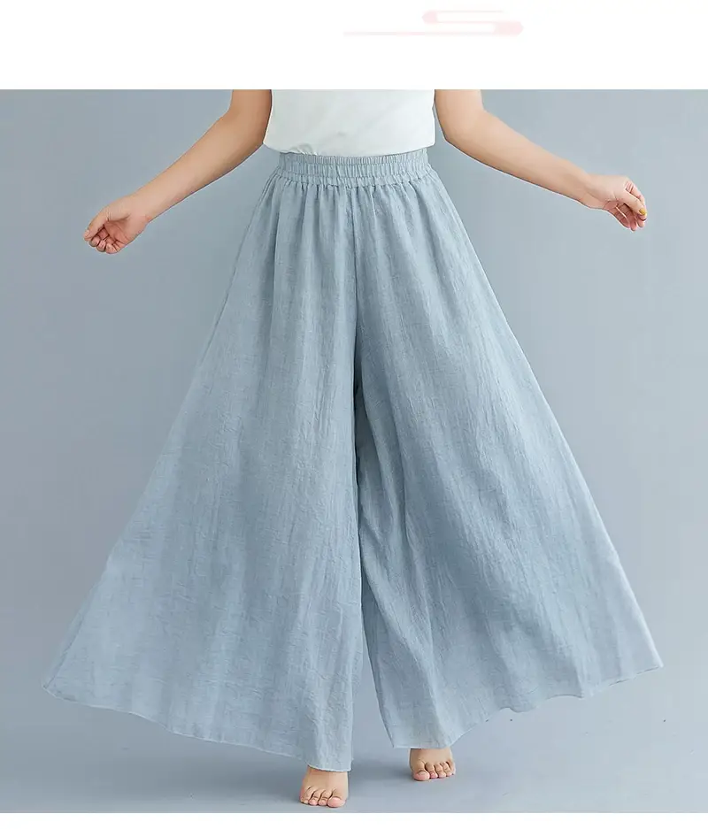 2026 Summer Linen Flared Skirt Large Size Green — feature 16