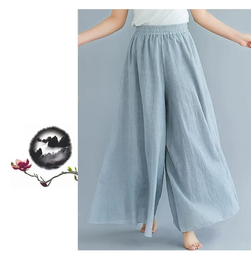 2026 Summer Linen Flared Skirt Large Size Green — feature 17