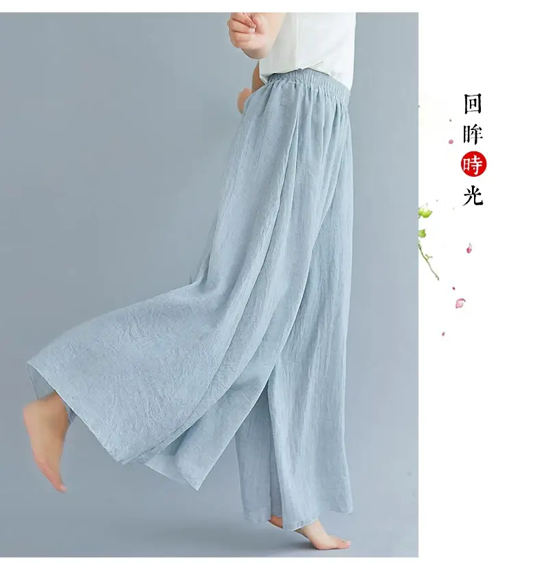 2026 Summer Linen Flared Skirt Large Size Green — feature 18