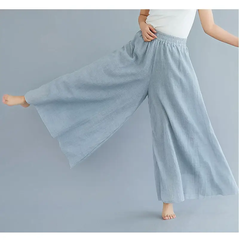 2026 Summer Linen Flared Skirt Large Size Green — feature 19