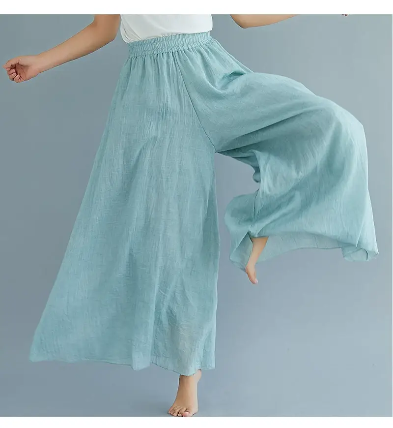 2026 Summer Linen Flared Skirt Large Size Green — feature 21