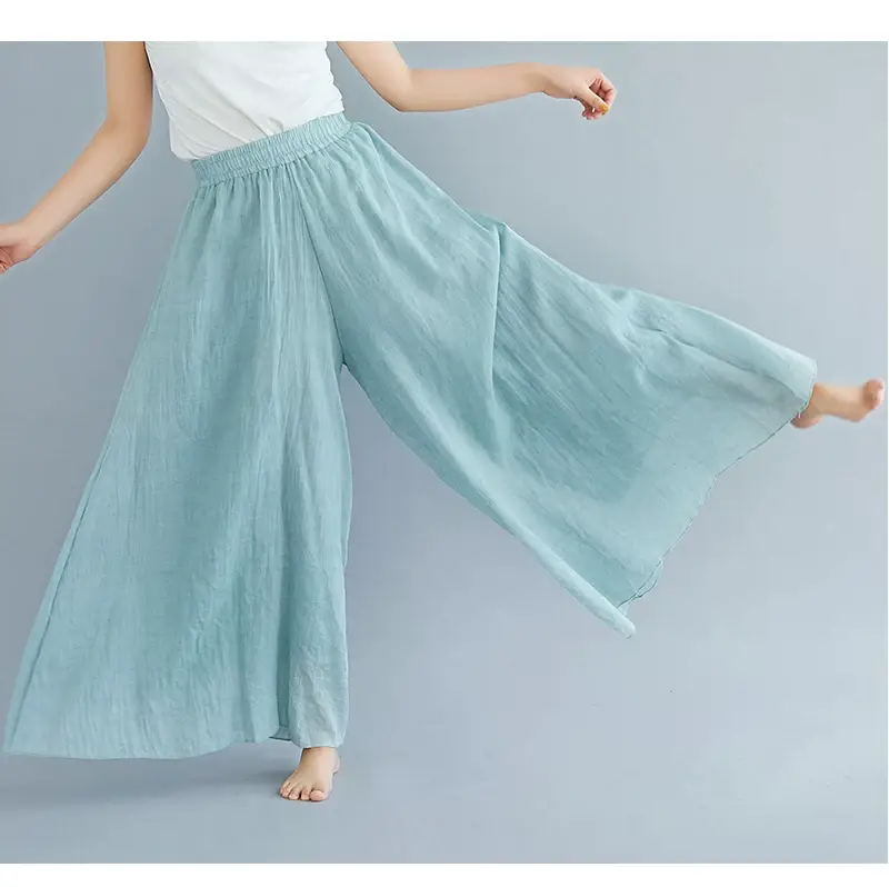 2026 Summer Linen Flared Skirt Large Size Green — feature 24