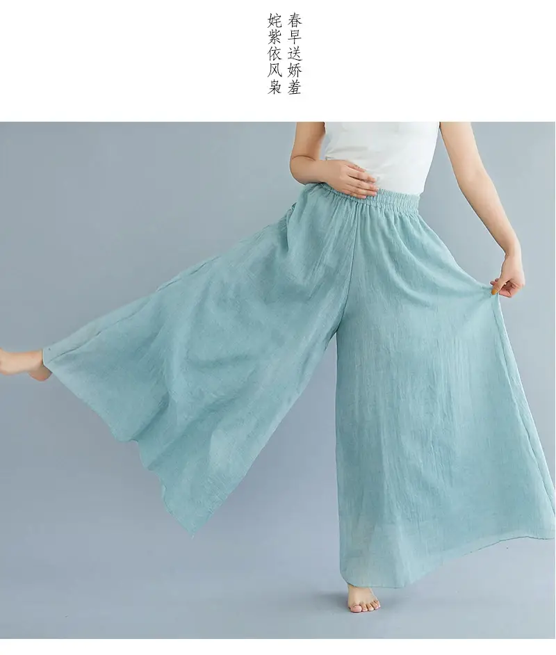 2026 Summer Linen Flared Skirt Large Size Green — feature 25
