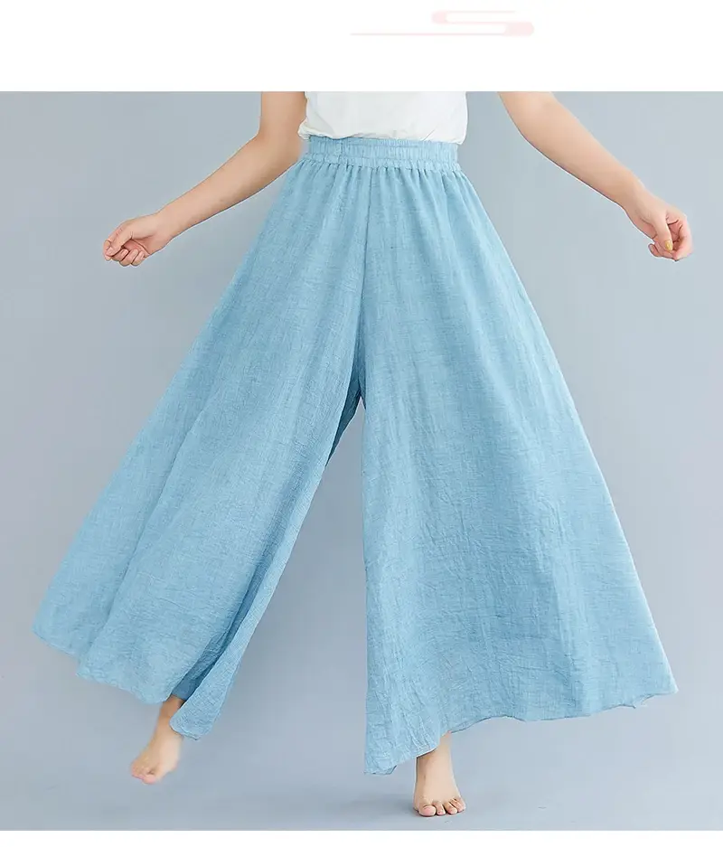 2026 Summer Linen Flared Skirt Large Size Green — feature 27