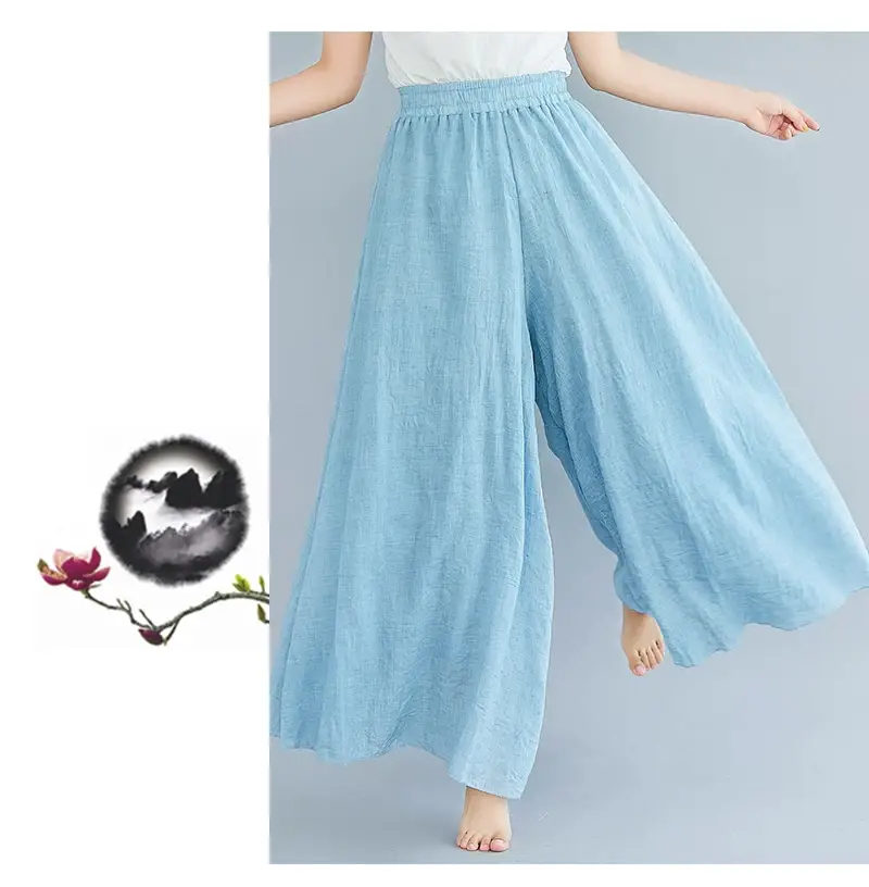 2026 Summer Linen Flared Skirt Large Size Green — feature 28