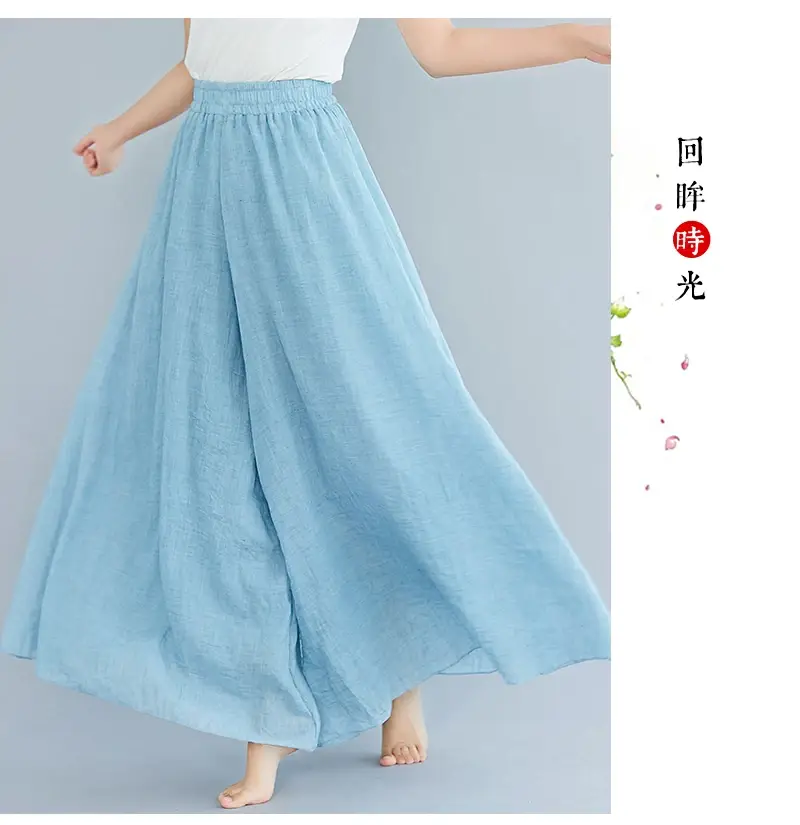 2026 Summer Linen Flared Skirt Large Size Green — feature 29