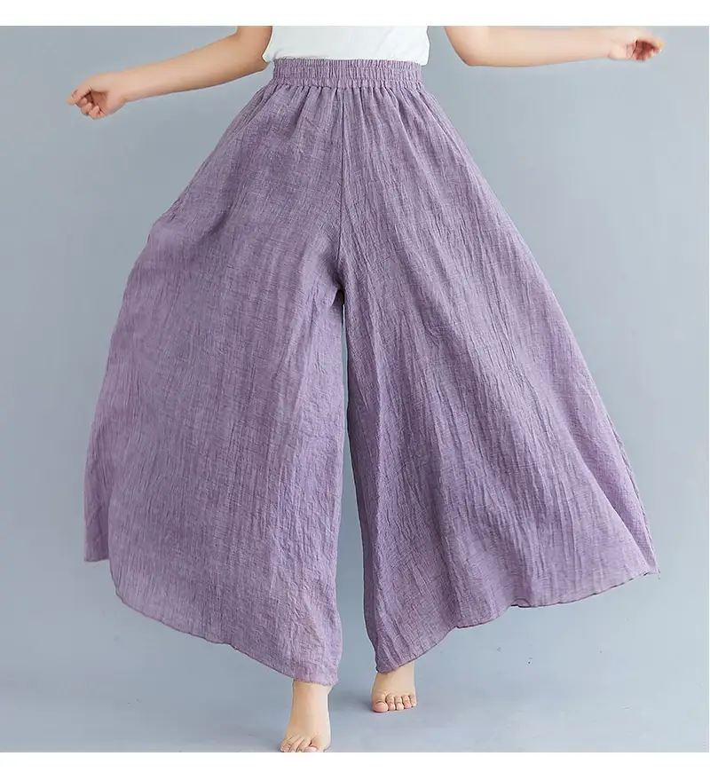 2026 Summer Linen Flared Skirt Large Size Green — feature 31