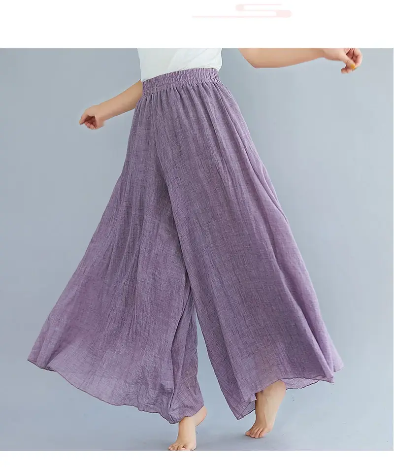 2026 Summer Linen Flared Skirt Large Size Green — feature 32
