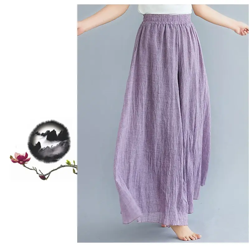 2026 Summer Linen Flared Skirt Large Size Green — feature 33