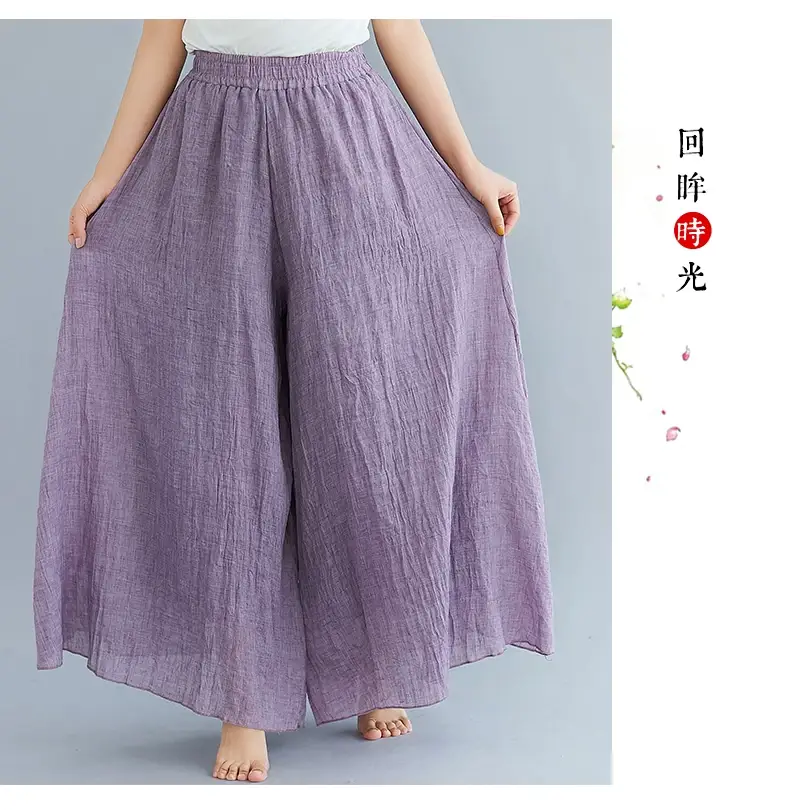 2026 Summer Linen Flared Skirt Large Size Green — feature 34