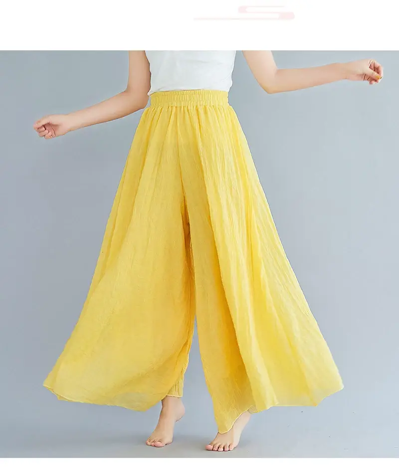 2026 Summer Linen Flared Skirt Large Size Green — feature 38