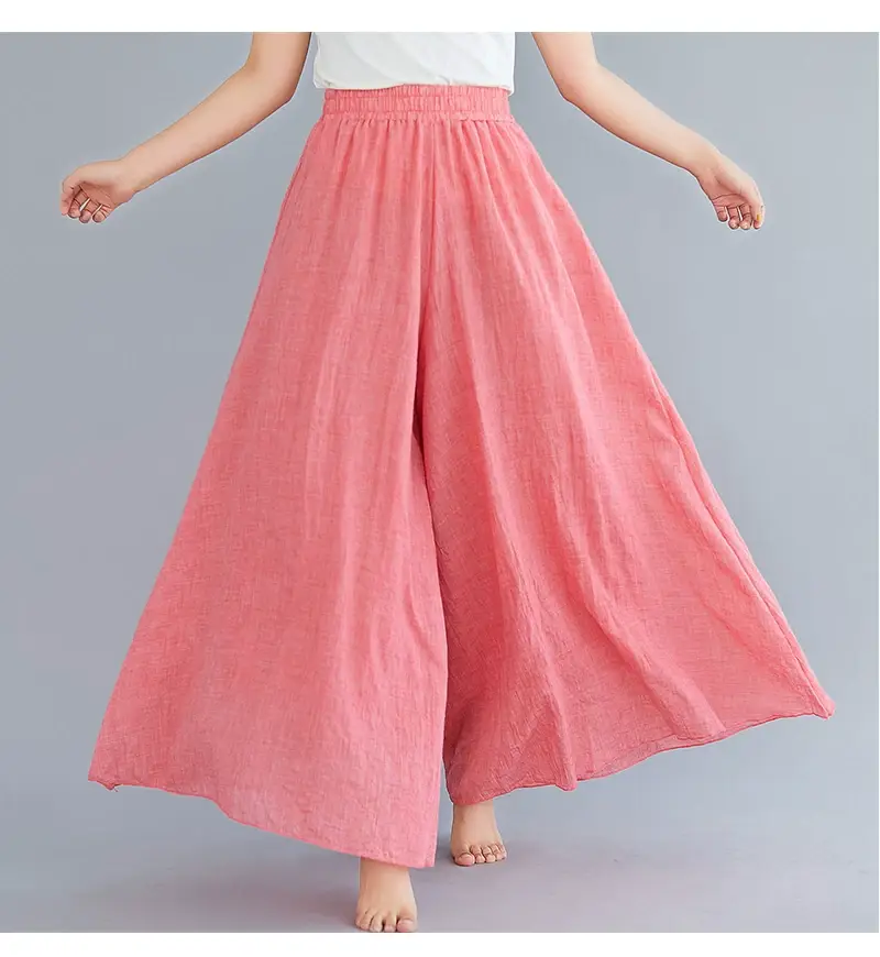 2026 Summer Linen Flared Skirt Large Size Green — feature 41