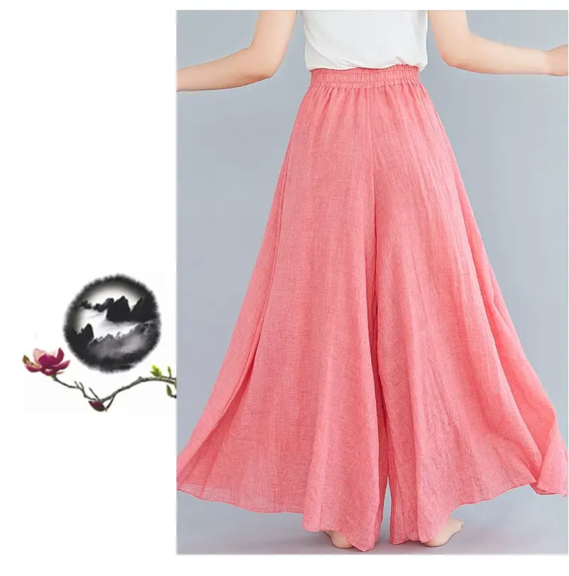 2026 Summer Linen Flared Skirt Large Size Green — feature 43