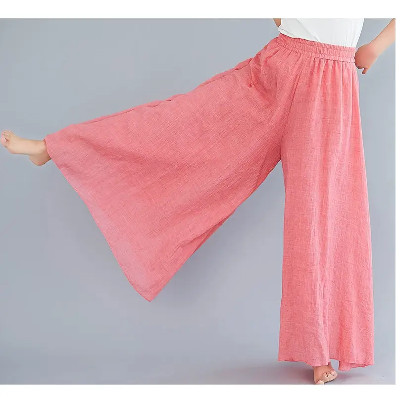 2026 Summer Linen Flared Skirt Large Size Green — feature 45