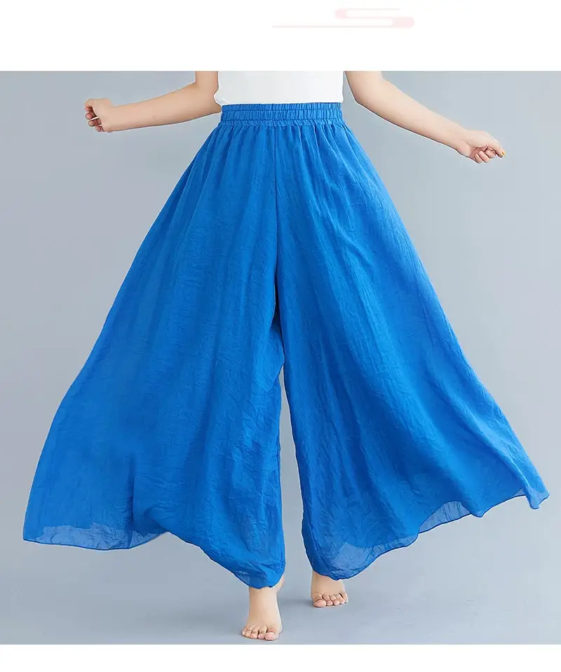 2026 Summer Linen Flared Skirt Large Size Green — feature 48