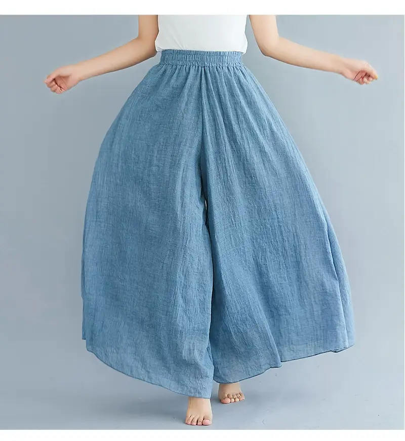 2026 Summer Linen Flared Skirt Large Size Green — feature 52