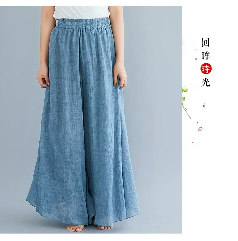 2026 Summer Linen Flared Skirt Large Size Green — feature 55