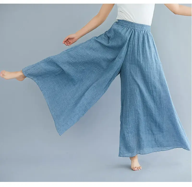 2026 Summer Linen Flared Skirt Large Size Green — feature 57
