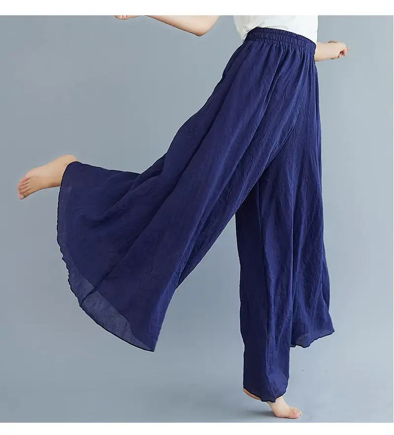 2026 Summer Linen Flared Skirt Large Size Green — feature 62