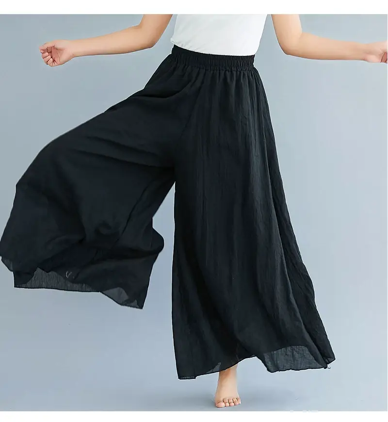 2026 Summer Linen Flared Skirt Large Size Green — feature 64