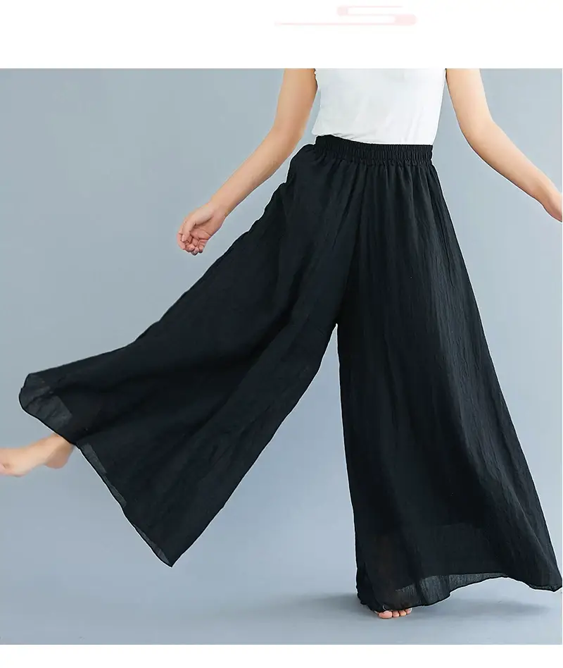 2026 Summer Linen Flared Skirt Large Size Green — feature 65
