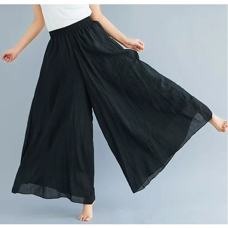2026 Summer Linen Flared Skirt Large Size Green — feature 66