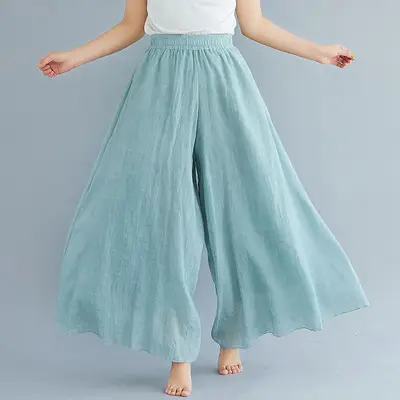 2026 Summer Linen Flared Skirt Large Size Green - Image 10