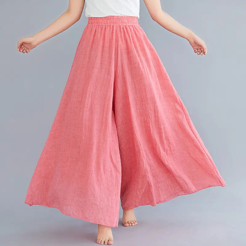 2026 Summer Linen Flared Skirt Large Size Green - Image 11
