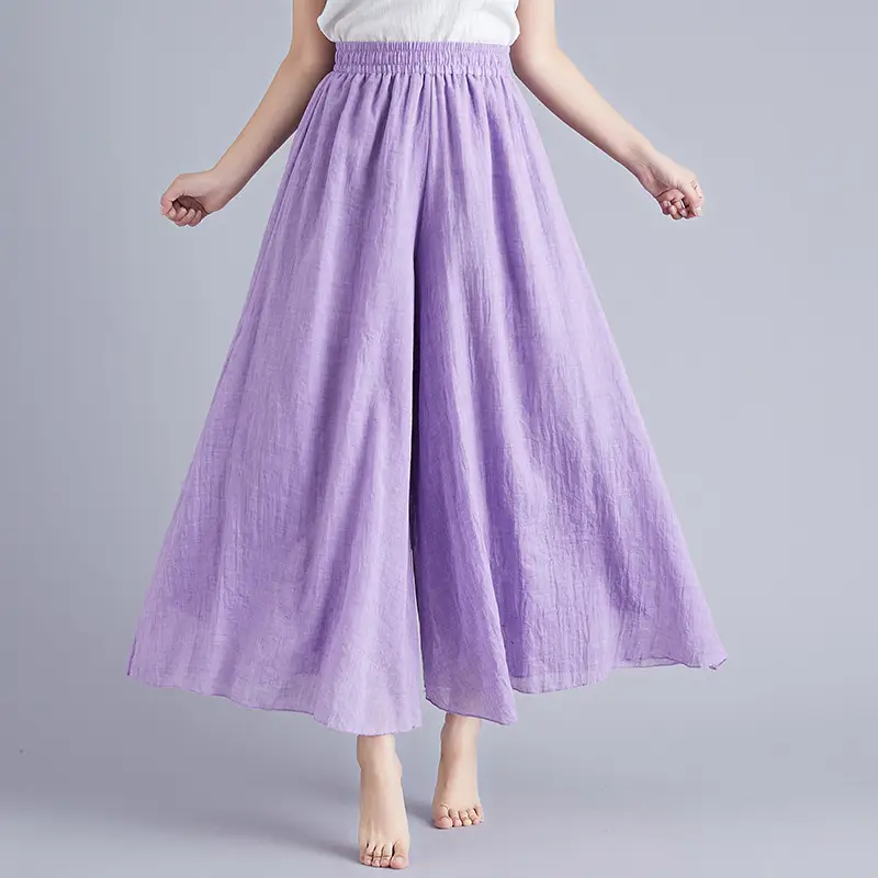 2026 Summer Linen Flared Skirt Large Size Green - Image 15