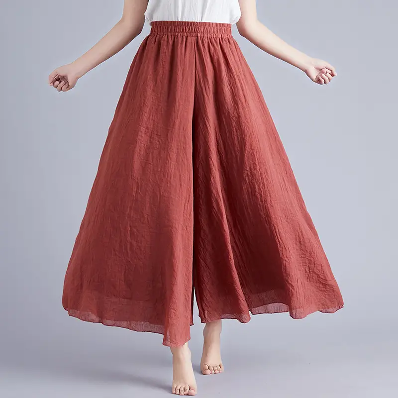 2026 Summer Linen Flared Skirt Large Size Green - Image 16