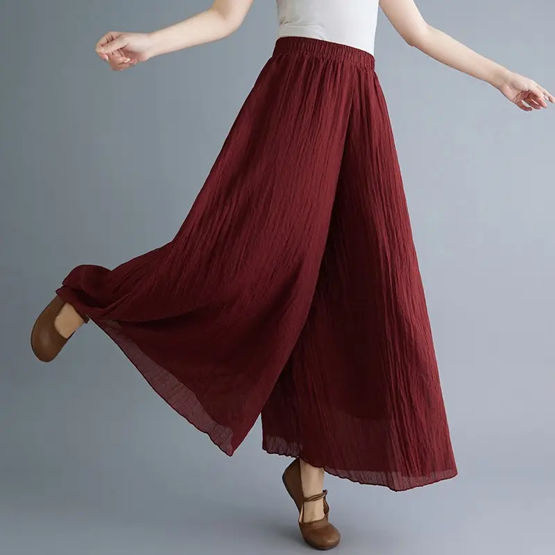 2026 Summer Linen Flared Skirt Large Size Green - Image 19