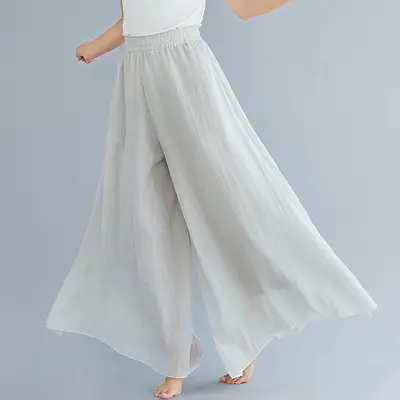 2026 Summer Linen Flared Skirt Large Size Green - Image 7