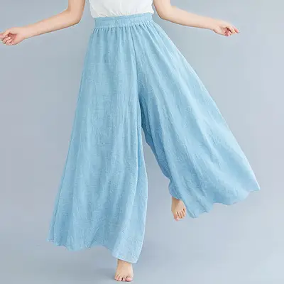 2026 Summer Linen Flared Skirt Large Size Green - Image 9