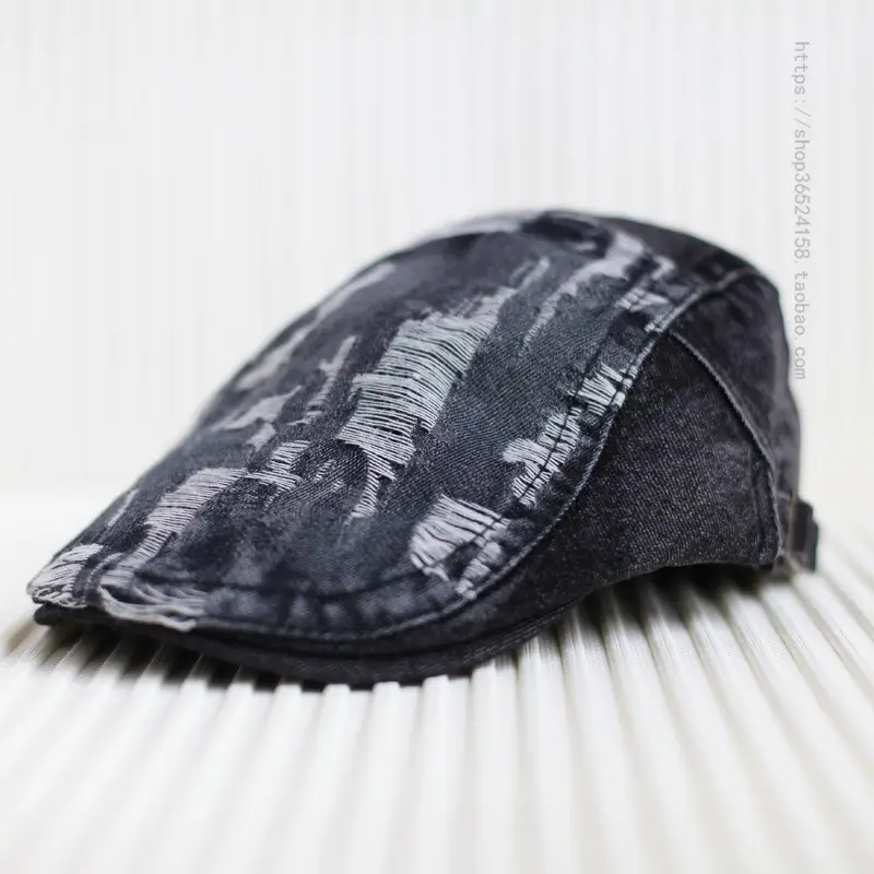 Men Distressed Hole Cap Cowboy Hat Light Blue - Image 6