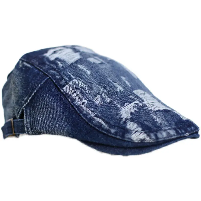 Men Distressed Hole Cap Cowboy Hat Light Blue - Image 9
