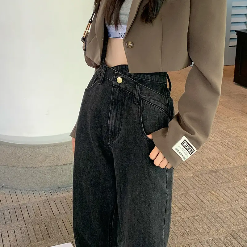 Women's Light Blue Wide Leg High Waist Jeans New Arrival - Image 4